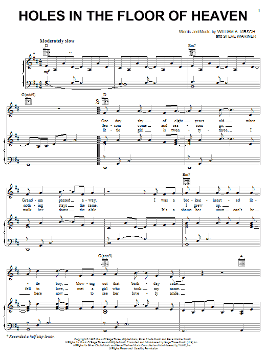 Steve Wariner Holes In The Floor Of Heaven sheet music notes and chords arranged for Guitar Chords/Lyrics