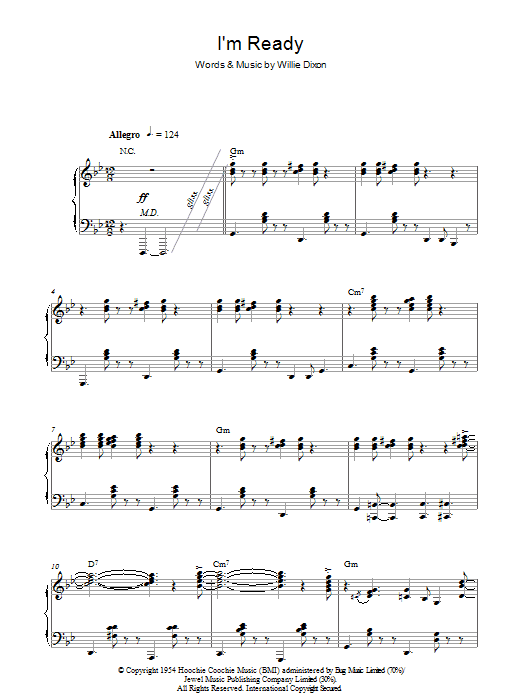 Steve Winwood I'm Ready sheet music notes and chords arranged for Piano Solo
