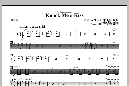 Steve Zegree Knock Me A Kiss - Drums sheet music notes and chords arranged for Choir Instrumental Pak