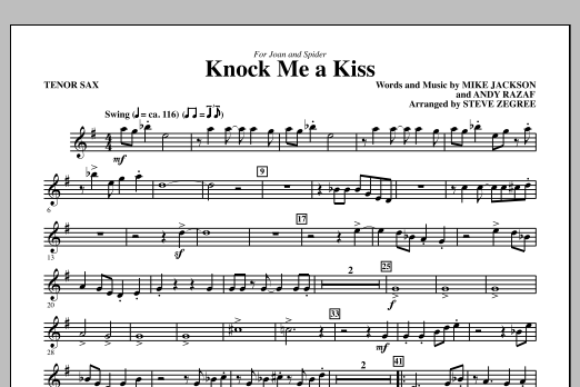 Steve Zegree Knock Me A Kiss - Tenor Sax sheet music notes and chords arranged for Choir Instrumental Pak