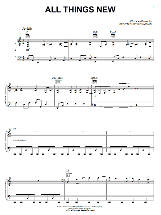 Steven Curtis Chapman All Things New sheet music notes and chords arranged for Easy Guitar Tab