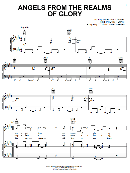 Steven Curtis Chapman Angels From The Realms Of Glory sheet music notes and chords arranged for Piano, Vocal & Guitar Chords (Right-Hand Melody)