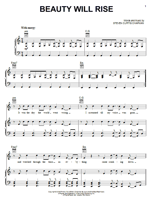 Steven Curtis Chapman Beauty Will Rise sheet music notes and chords arranged for Piano, Vocal & Guitar Chords (Right-Hand Melody)