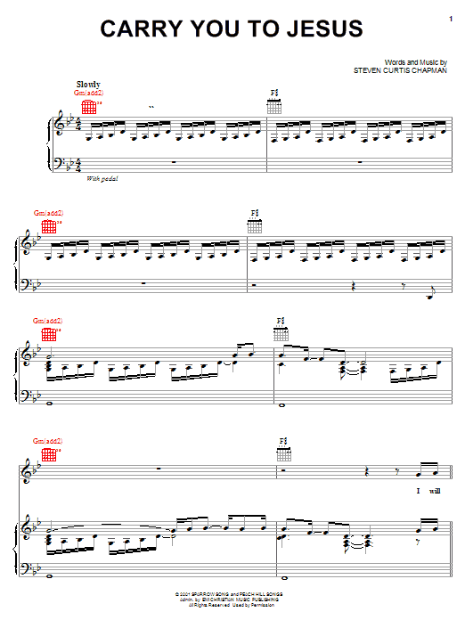 Steven Curtis Chapman Carry You To Jesus sheet music notes and chords arranged for Piano, Vocal & Guitar Chords (Right-Hand Melody)