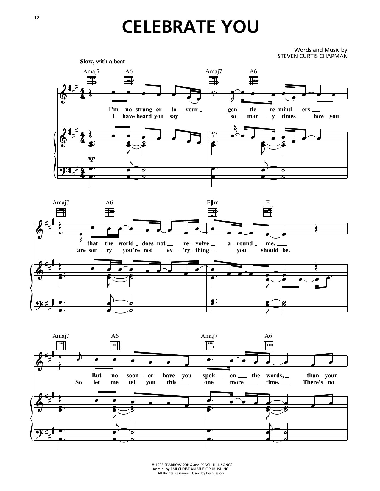 Steven Curtis Chapman Celebrate You sheet music notes and chords arranged for Piano, Vocal & Guitar Chords (Right-Hand Melody)