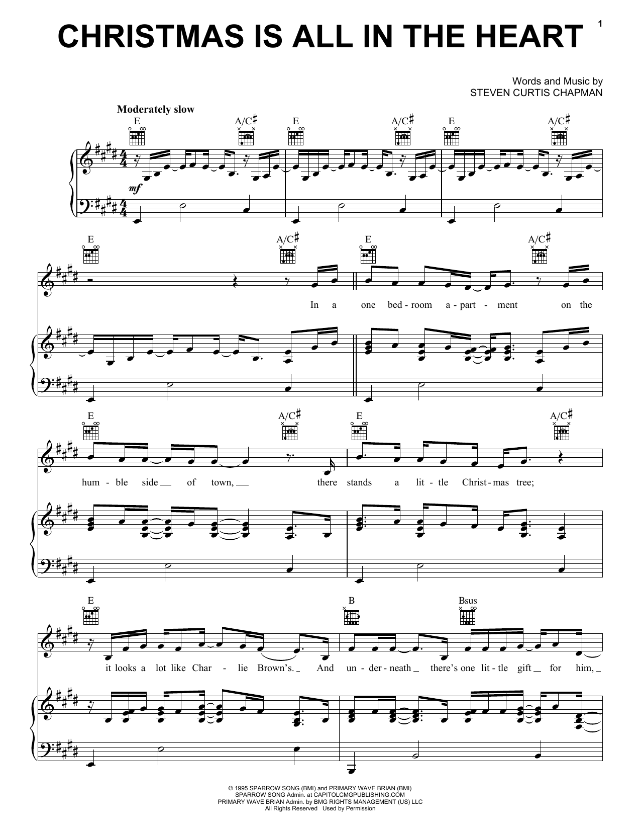 Steven Curtis Chapman Christmas Is All In The Heart sheet music notes and chords arranged for Tenor Sax Solo