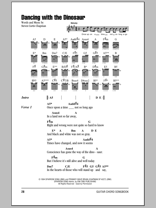 Steven Curtis Chapman Dancing With The Dinosaur sheet music notes and chords arranged for Guitar Chords/Lyrics
