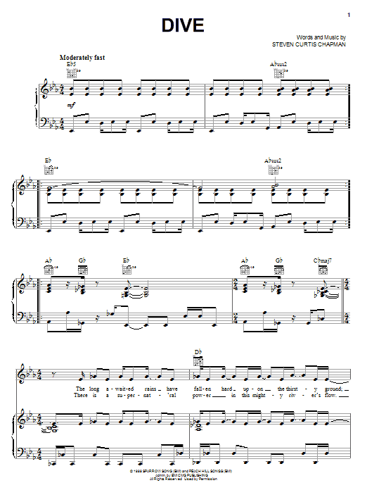 Steven Curtis Chapman Dive sheet music notes and chords arranged for Easy Guitar Tab