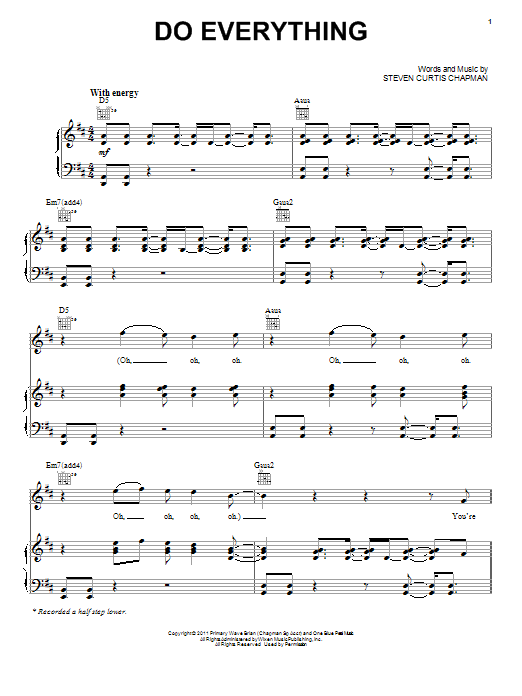 Steven Curtis Chapman Do Everything sheet music notes and chords arranged for Piano, Vocal & Guitar Chords (Right-Hand Melody)