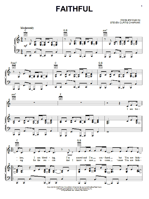 Steven Curtis Chapman Faithful sheet music notes and chords arranged for Piano, Vocal & Guitar Chords (Right-Hand Melody)