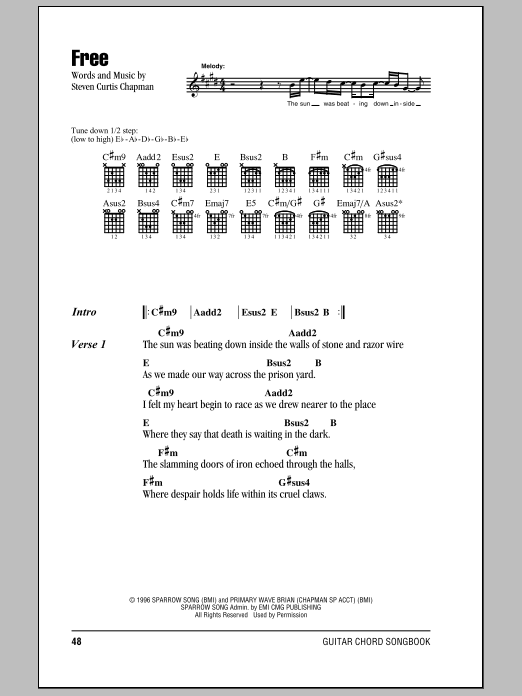 Steven Curtis Chapman Free sheet music notes and chords arranged for Guitar Chords/Lyrics