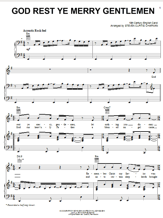 Steven Curtis Chapman God Rest Ye Merry, Gentlemen sheet music notes and chords arranged for Piano, Vocal & Guitar Chords (Right-Hand Melody)