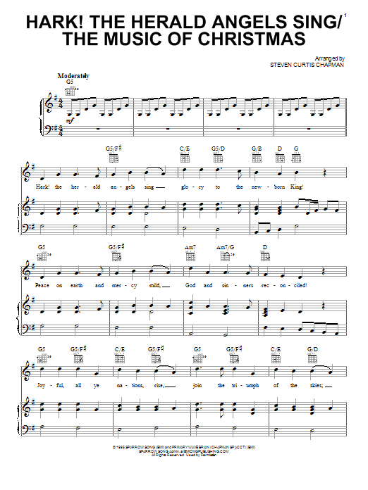 Steven Curtis Chapman Hark! The Herald Angels Sing / The Music Of Christmas sheet music notes and chords arranged for Piano, Vocal & Guitar Chords (Right-Hand Melody)