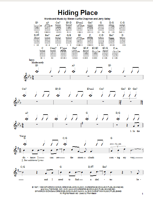 Steven Curtis Chapman Hiding Place sheet music notes and chords arranged for Easy Guitar