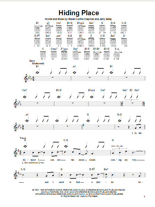 Steven Curtis Chapman Hiding Place sheet music notes and chords arranged for Guitar Chords/Lyrics