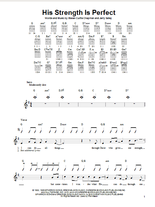 Steven Curtis Chapman His Strength Is Perfect sheet music notes and chords arranged for Piano Solo