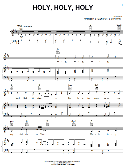 Steven Curtis Chapman Holy, Holy, Holy sheet music notes and chords arranged for Piano, Vocal & Guitar Chords (Right-Hand Melody)