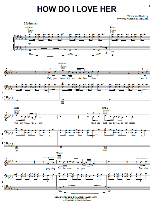 Steven Curtis Chapman How Do I Love Her sheet music notes and chords arranged for Piano, Vocal & Guitar Chords (Right-Hand Melody)
