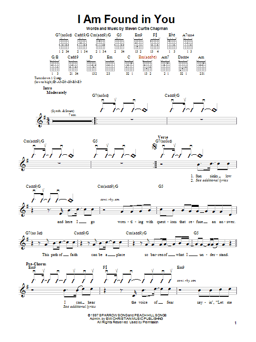 Steven Curtis Chapman I Am Found In You sheet music notes and chords arranged for Easy Guitar