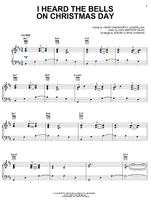 Steven Curtis Chapman I Heard The Bells On Christmas Day sheet music notes and chords arranged for Piano, Vocal & Guitar Chords (Right-Hand Melody)