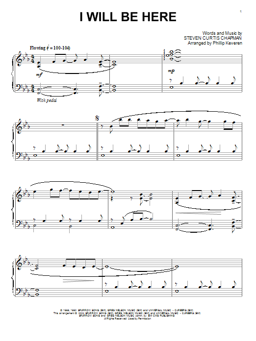 Steven Curtis Chapman I Will Be Here (arr. Phillip Keveren) sheet music notes and chords arranged for Piano Solo