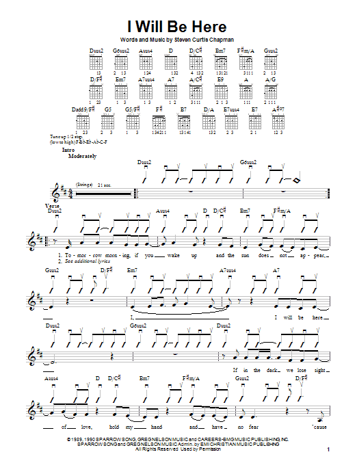 Steven Curtis Chapman I Will Be Here sheet music notes and chords arranged for Piano Solo
