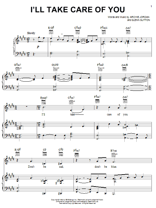 Steven Curtis Chapman I'll Take Care Of You sheet music notes and chords arranged for Piano, Vocal & Guitar Chords (Right-Hand Melody)