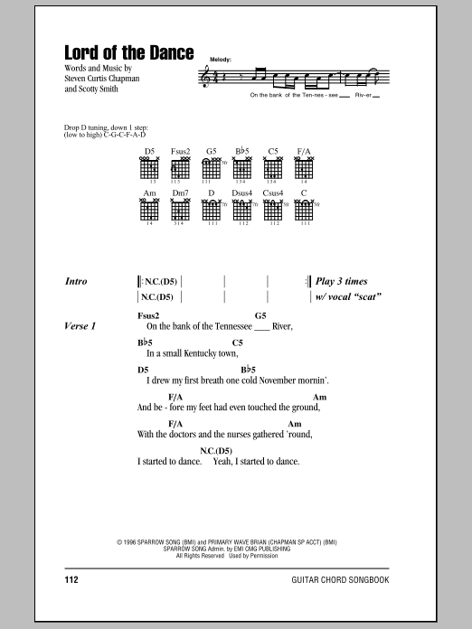 Steven Curtis Chapman Lord Of The Dance sheet music notes and chords arranged for Guitar Chords/Lyrics