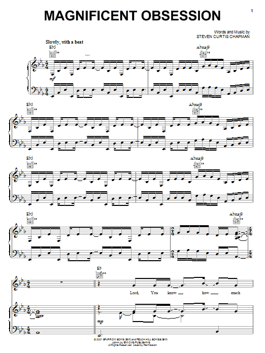 Steven Curtis Chapman Magnificent Obsession sheet music notes and chords arranged for Piano, Vocal & Guitar Chords (Right-Hand Melody)
