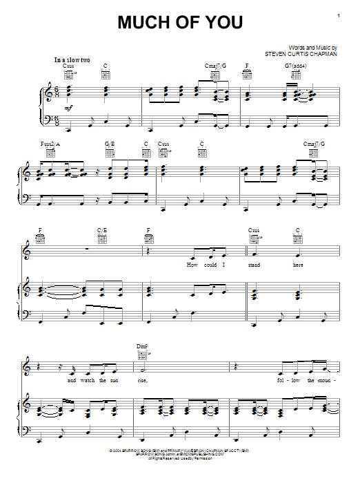 Steven Curtis Chapman Much Of You sheet music notes and chords arranged for Guitar Chords/Lyrics