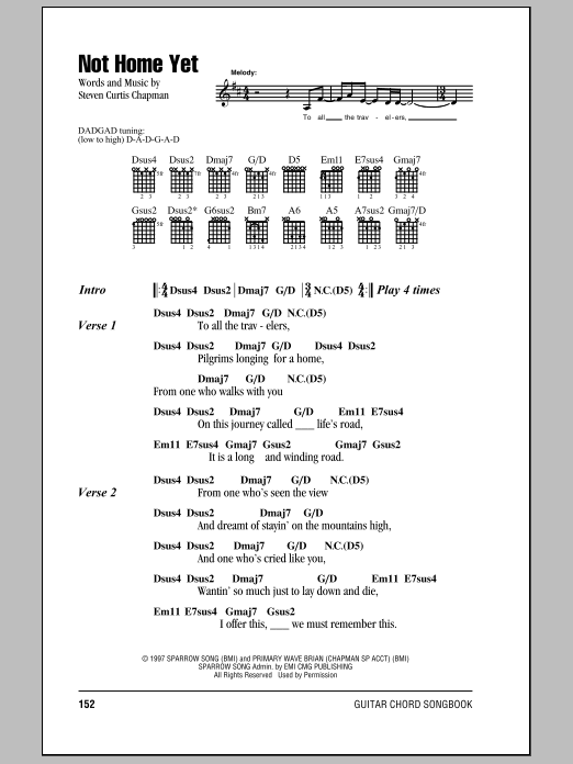 Steven Curtis Chapman Not Home Yet sheet music notes and chords arranged for Guitar Chords/Lyrics