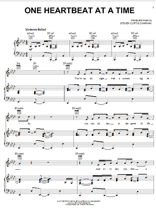 Steven Curtis Chapman One Heartbeat sheet music notes and chords arranged for Guitar Chords/Lyrics