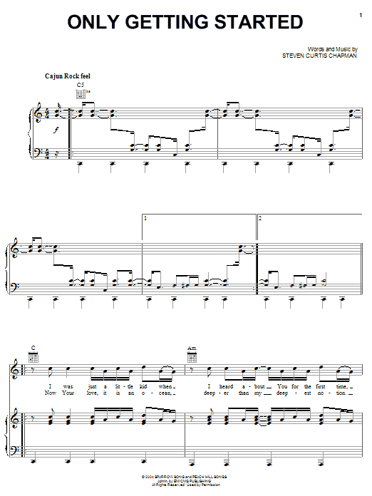 Steven Curtis Chapman Only Getting Started sheet music notes and chords arranged for Piano, Vocal & Guitar Chords (Right-Hand Melody)
