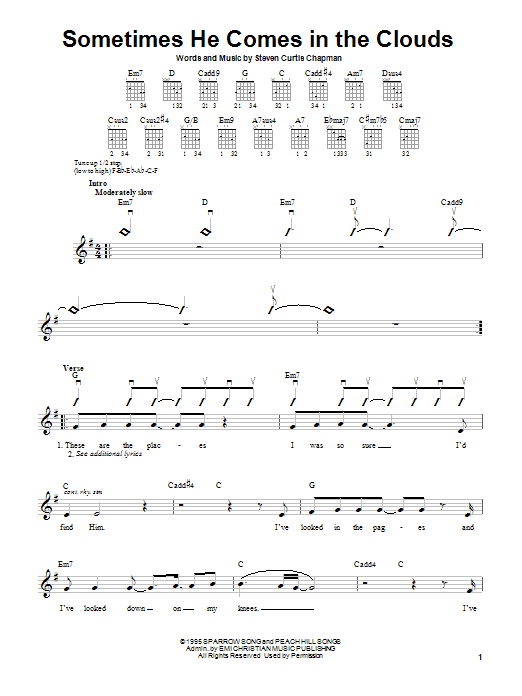 Steven Curtis Chapman Sometimes He Comes In The Clouds sheet music notes and chords arranged for Guitar Chords/Lyrics