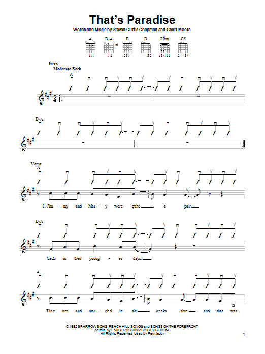 Steven Curtis Chapman That's Paradise sheet music notes and chords arranged for Guitar Chords/Lyrics