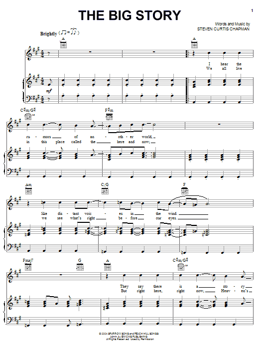 Steven Curtis Chapman The Big Story sheet music notes and chords arranged for Piano, Vocal & Guitar Chords (Right-Hand Melody)
