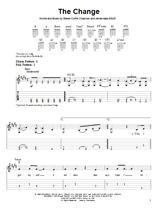 Steven Curtis Chapman The Change sheet music notes and chords arranged for Easy Guitar Tab