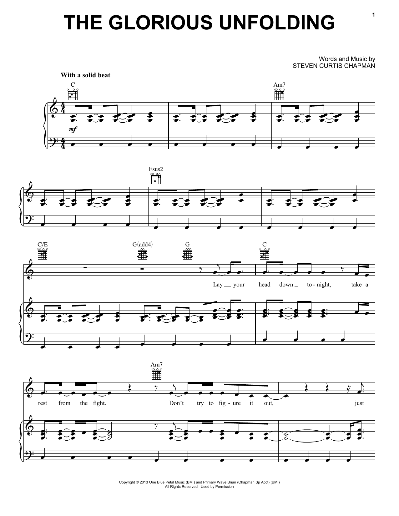 Steven Curtis Chapman The Glorious Unfolding sheet music notes and chords arranged for Piano, Vocal & Guitar Chords (Right-Hand Melody)