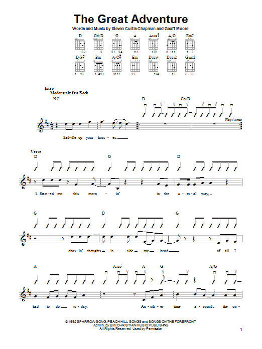 Steven Curtis Chapman The Great Adventure sheet music notes and chords arranged for Guitar Chords/Lyrics