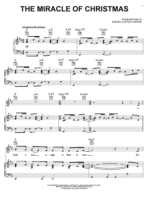 Steven Curtis Chapman The Miracle Of Christmas sheet music notes and chords arranged for Easy Piano