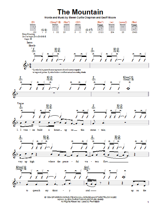 Steven Curtis Chapman The Mountain sheet music notes and chords arranged for Easy Guitar
