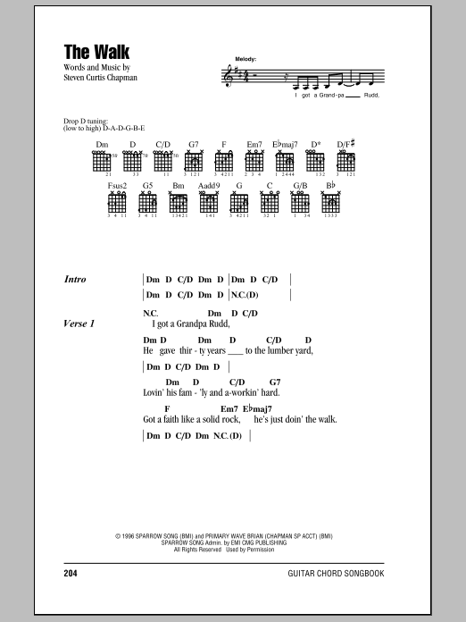Steven Curtis Chapman The Walk sheet music notes and chords arranged for Guitar Chords/Lyrics