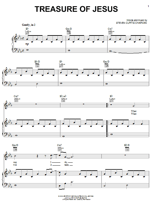 Steven Curtis Chapman Treasure Of Jesus sheet music notes and chords arranged for Piano, Vocal & Guitar Chords (Right-Hand Melody)