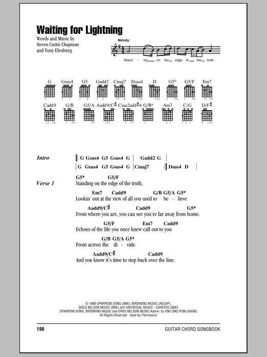 Steven Curtis Chapman Waiting For Lightning sheet music notes and chords arranged for Guitar Chords/Lyrics