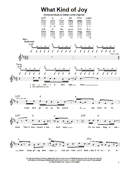 Steven Curtis Chapman What Kind Of Joy sheet music notes and chords arranged for Easy Guitar