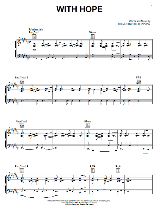 Steven Curtis Chapman With Hope sheet music notes and chords arranged for Piano, Vocal & Guitar Chords (Right-Hand Melody)