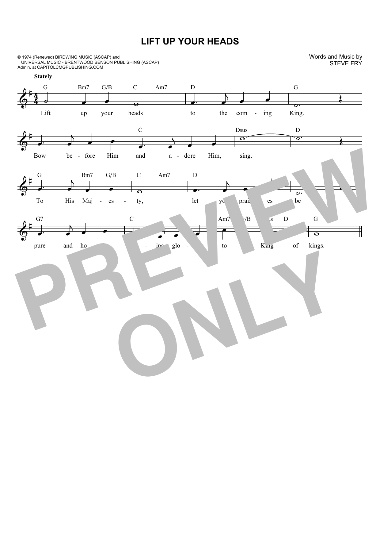 Steven Fry Lift Up Your Heads sheet music notes and chords arranged for Lead Sheet / Fake Book