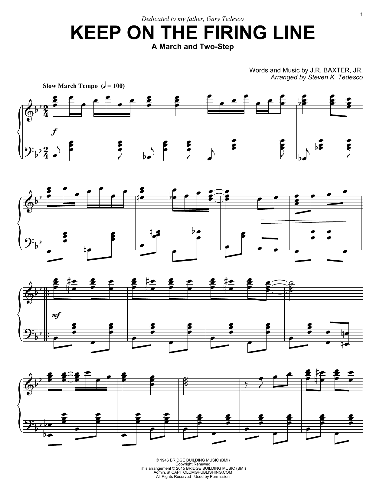 Steven K. Tedesco Keep On The Firing Line sheet music notes and chords arranged for Piano Solo