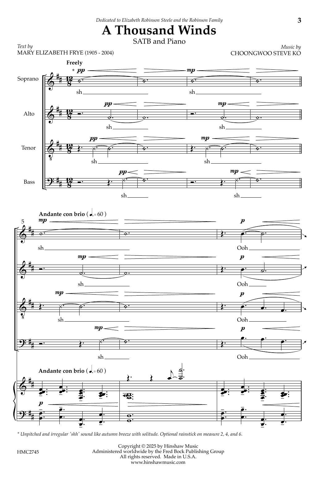 Steven Ko A Thousand Winds sheet music notes and chords arranged for SATB Choir
