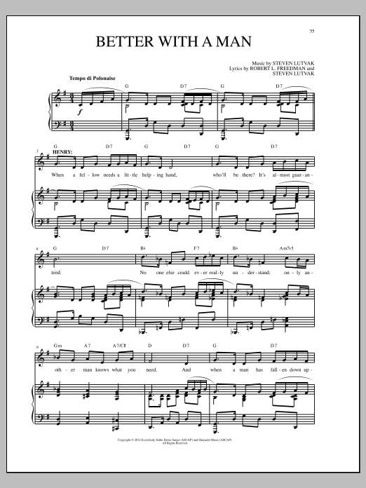 Steven Lutvak Better With A Man sheet music notes and chords arranged for Piano & Vocal
